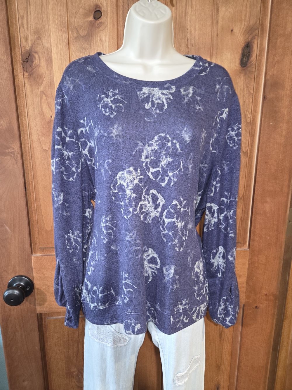 Simply Vera Vera Wang Purple Floral-Print Long-Sleeve Top